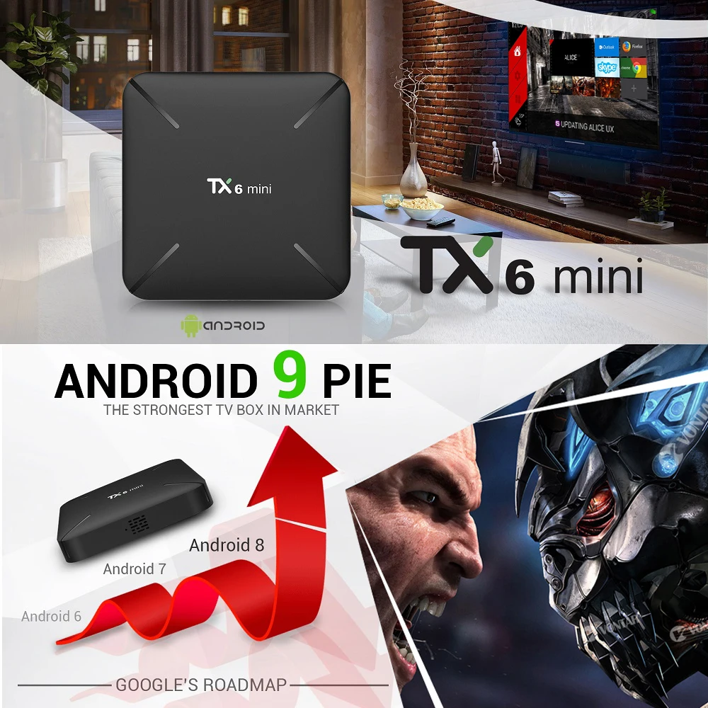 Android TV Box 9 0 TX6 Mini Allwinner H6 Dual Wifi BT4.2 2 Гб 16 ALICE UX USD3.0 HDR 4K Поддержка Google Player Youtube Netflix |