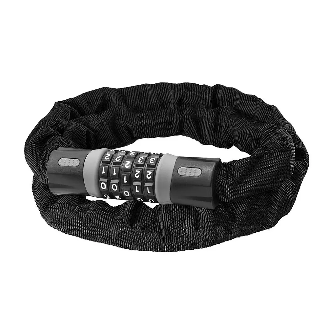 

1pcs Mountain Bike Bicycle Lock Electric Wear-Resistant Nylon Password Fixed Portable Anti-Theft Steel Wire Chain Lock Black
