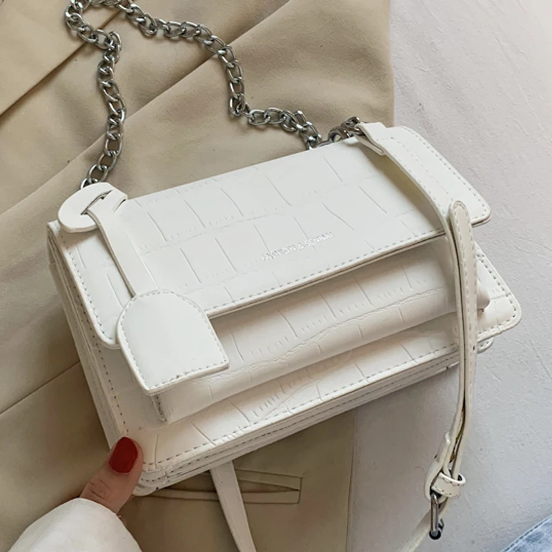 Мода цепи для девушек сумки на плечо повседневная сумка маленькая квадратная