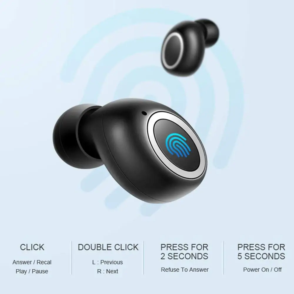 Fanshu Bluetooth 5 0 наушники вкладыши TWS с Беспроводной в ухо Беспроводные спортивные