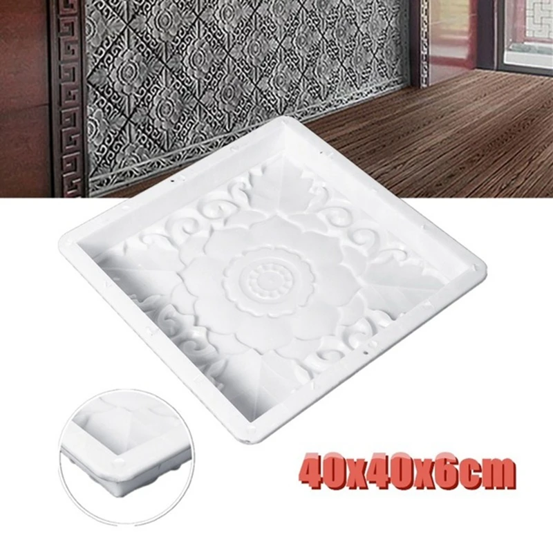 

40X40X6cm DIY Square Path Maker Fence Flower Mold Pool Courtyard Plastic Brick Garden Mold Concrete Mould