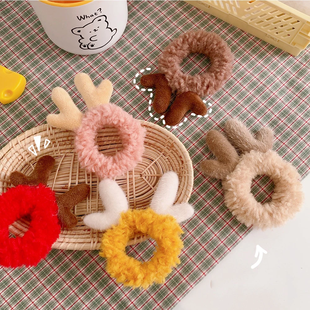 Милые плюшевые овечьи оленьи волосы модные женские резинки эластичное кольцо