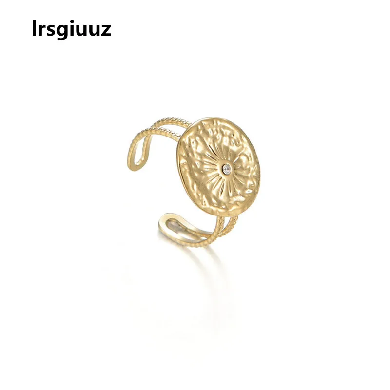 

European And American Light Luxury 14k Gold Convex Concave Round Diamond Ring Female Cool Fashion Design Open Index Finger Ring