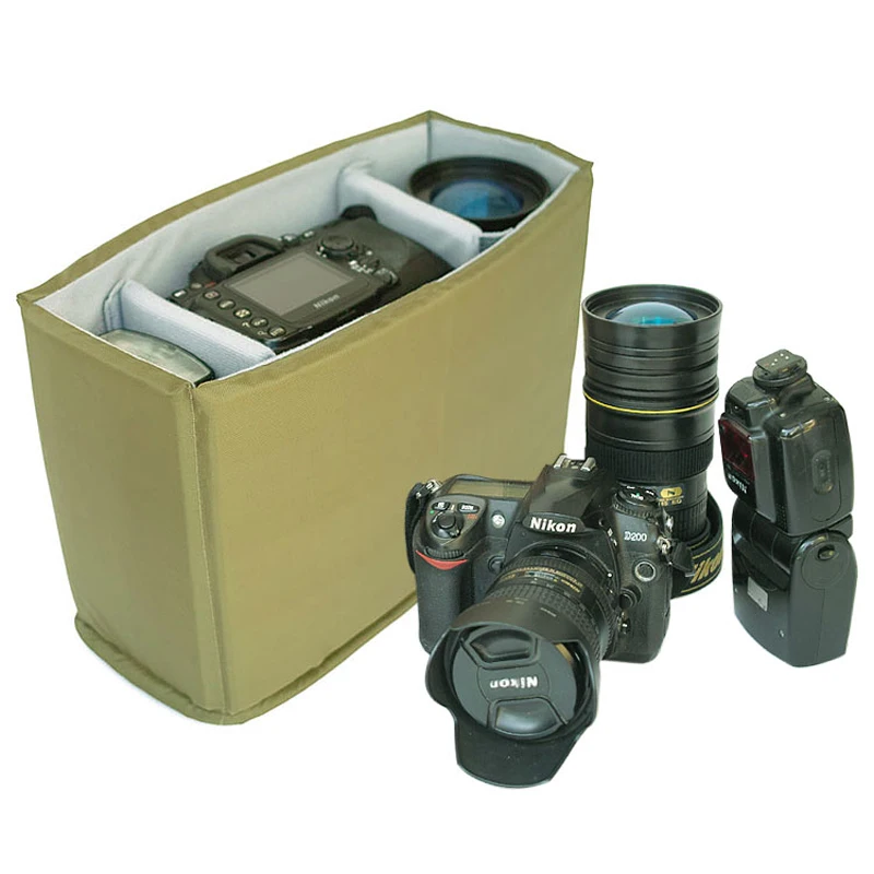 Roadfisher Waterproof Camera Padded Protect Bag Insert Partition Case Divider Fit 1 DSLR 2 Lens Flash Canon Nikon Sony Pentax |