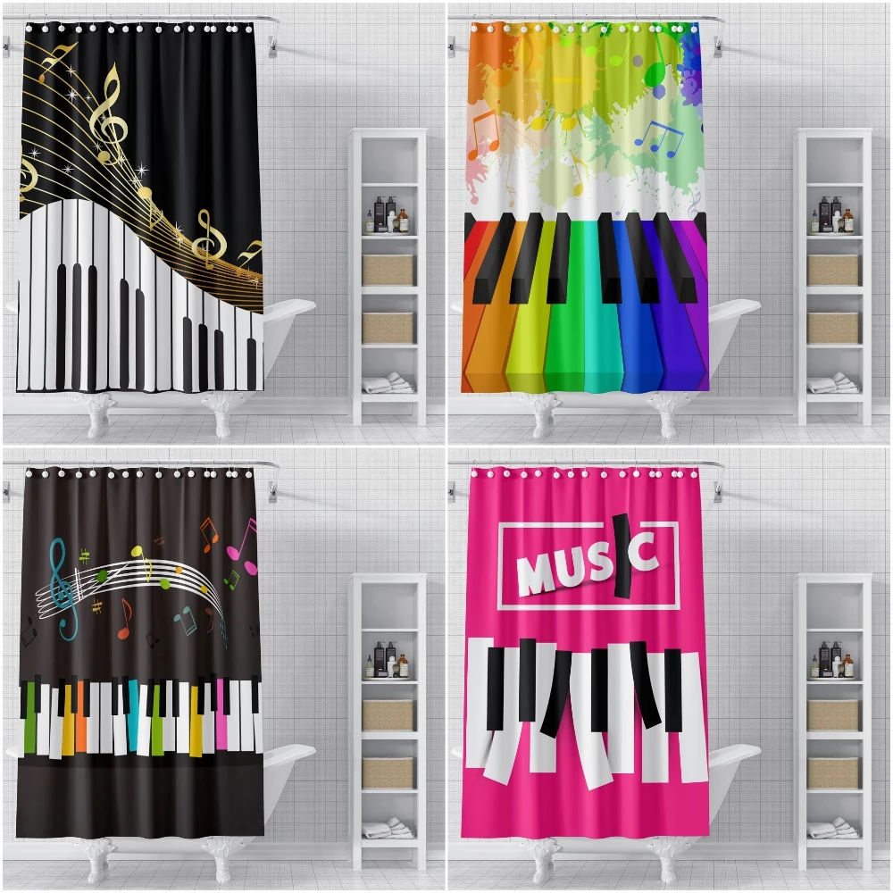 

Music Note Shower Curtains Bathroom Curtain With Hooks Decor Waterproof Bath Creative Personality Shower Curtain