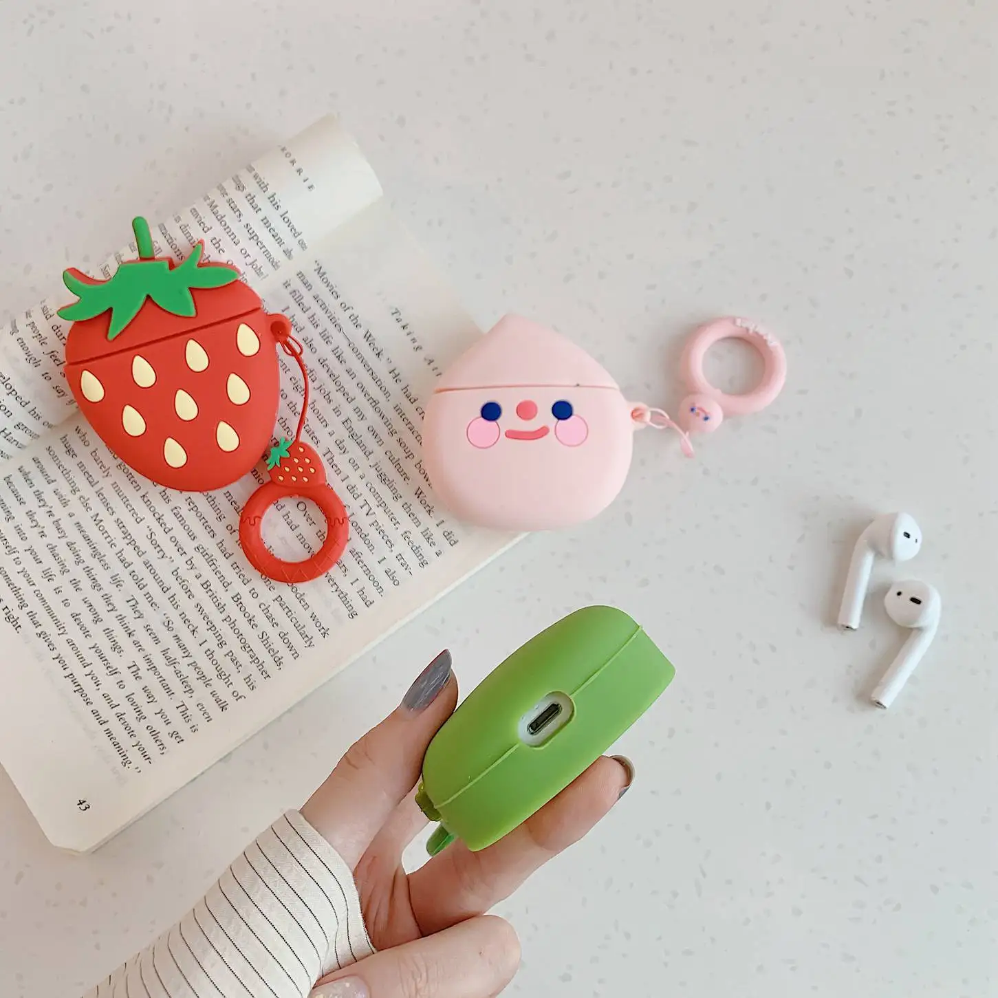 Чехол для AirPods симпатичный силиконовый чехол наушников в виде персика авокадо