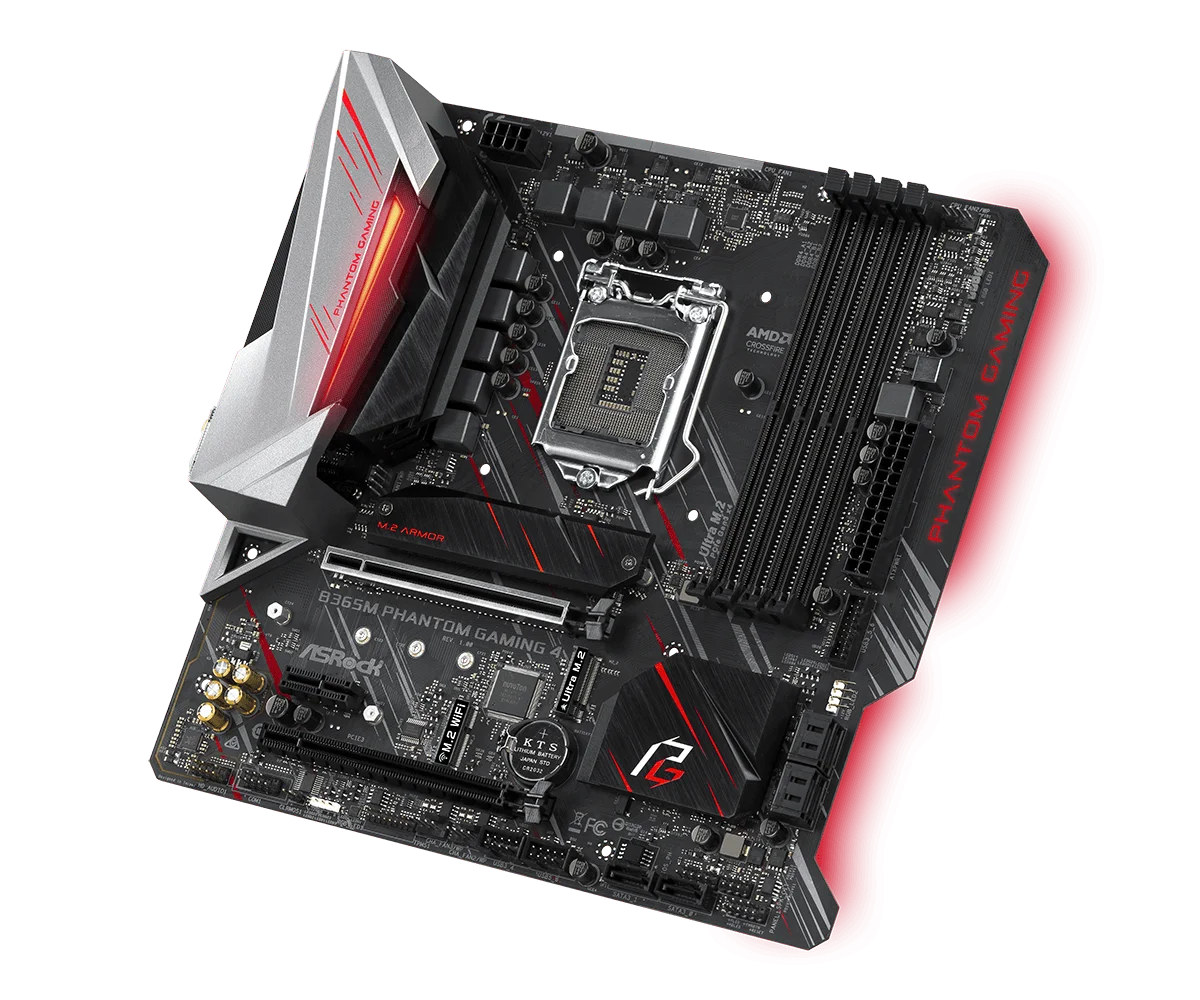 Новая Материнская плата ASRock B365M Phantom Gaming 4 LGA1151/ Intel B365/ DDR4/ Quad CrossFireX/ SATA3 и USB3.1/ M.2/ A &