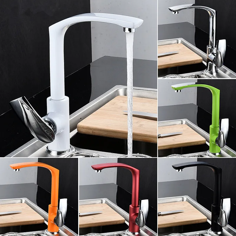 Rotary brass kitchen faucet bathroom high Black / Chrome gold Green orange | Обустройство дома