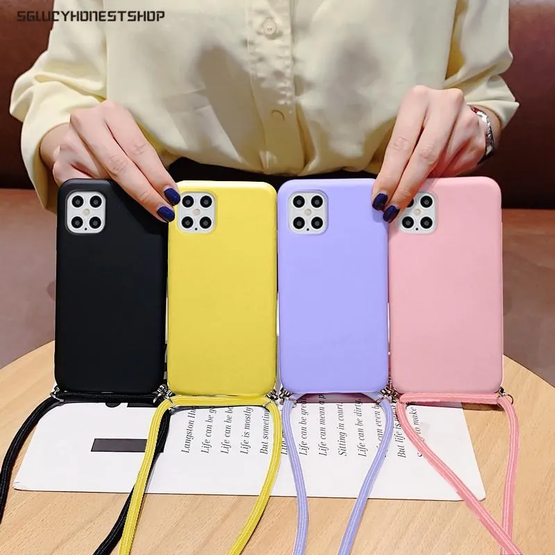 

Liquid Silicone Lanyard Case For iPhone 12 Mini 11 Pro Max SE 2020 XS XR X 8 7 Plus 6 6s Soft Cover with Neck Strap