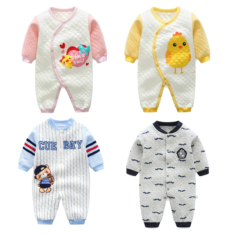 Одежда для новорожденных зимние теплые хлопковые комбинезоны комбинезон с