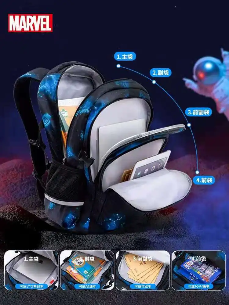 Disney New School Bags For Boys Primary Middle Student Shoulder Orthopedic Backpack Spider Iron Man Captain America Mochilas