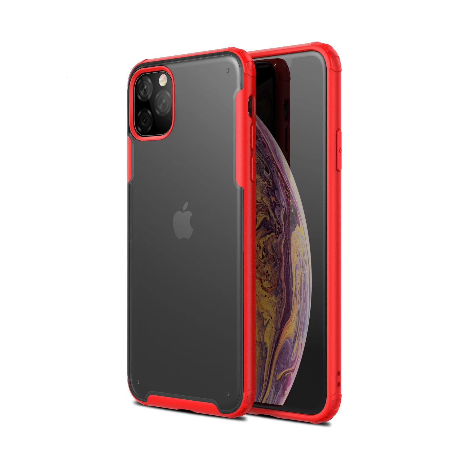 Ударопрочный бампер Броня чехол для Apple iPhone 11 Pro XS Max XR X 8 Plus 7 мягкий чехол для телефона рамка жесткая задняя панель из поликарбоната 1000 шт - Цвет: Red