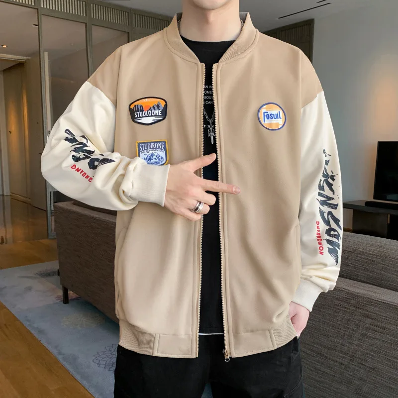 

Spring and autumn 2021 popular logo new cardigan sweatshirt men's casual thin loose same sweatshirt baseball jacket