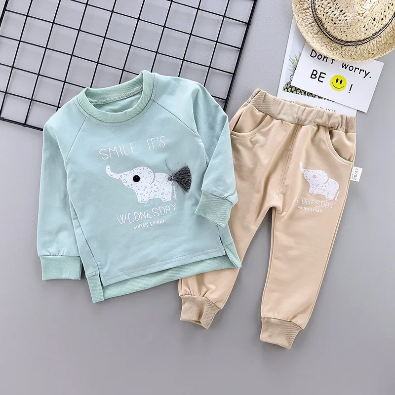 

New Spring Autumn Children Casual Clothes Baby Boys Girls Cartoon T Shirt Pants 2Pcs/sets Kids Toddler Clothing Infant Tracksuit