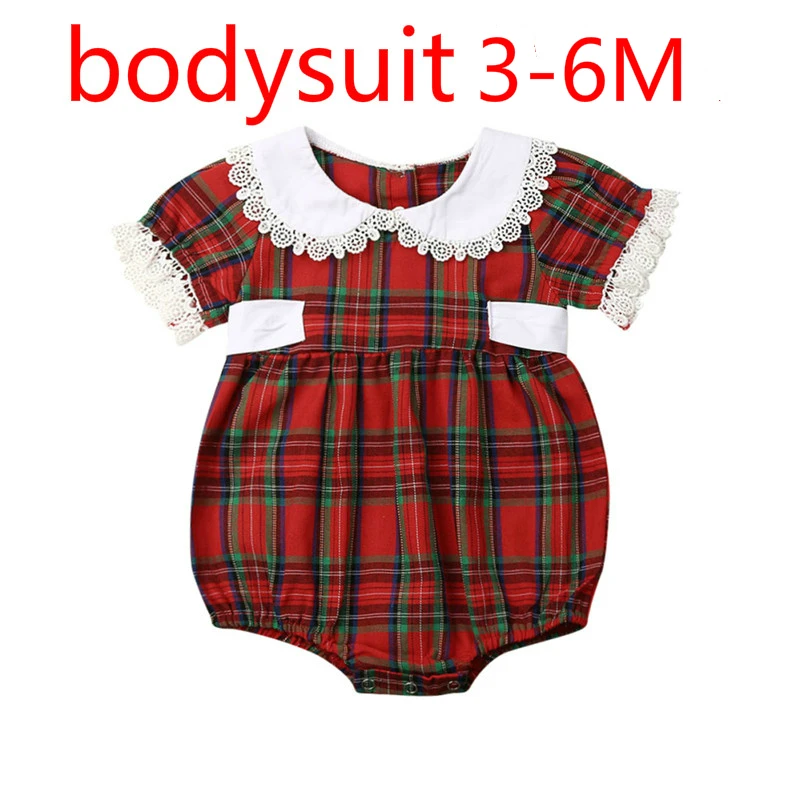 Bodysuit 3 to 6M Одинаковая Рождественская одежда для больших и маленьких сестер детские красные ползунки в клеточку для маленьких девочек Рождественская одежда принцессы для девочек От 0 до 6 лет - Цвет: Bodysuit 3 to 6M