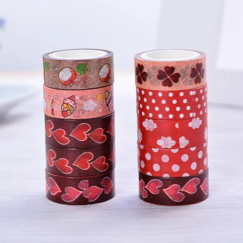10 шт./компл. Kawaii Flower Цвет набор декоративного скотча Васи ручные поделки декор Скрапбукинг Маскировочные наклейки клей Бумага лента канцелярские принадлежности для школьных