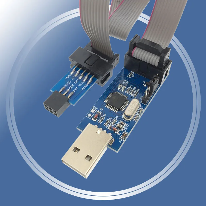 USB программатор ATMEGA8 ATMEGA128 ATtiny/CAN/PWM 10 контактный проводной модуль|avr programmer|usb ispisp