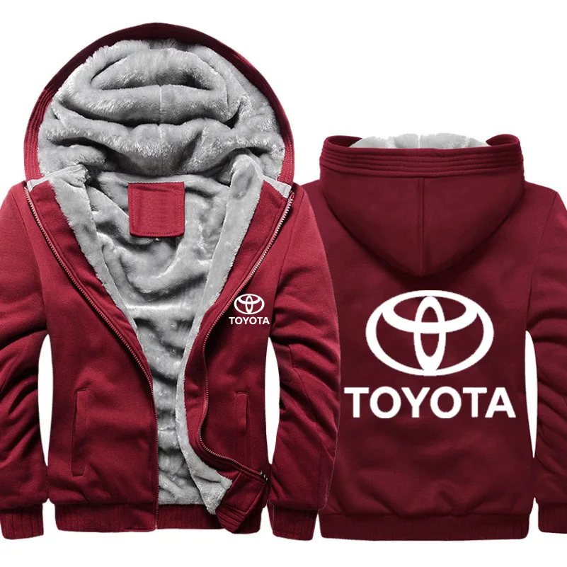 

BlackHoodies Men Toyota Car Logo Print Jacket Men's Hoodie Winter Thicken Warm Fleece cotton Zipper Camouflage Raglan Men Coat 9
