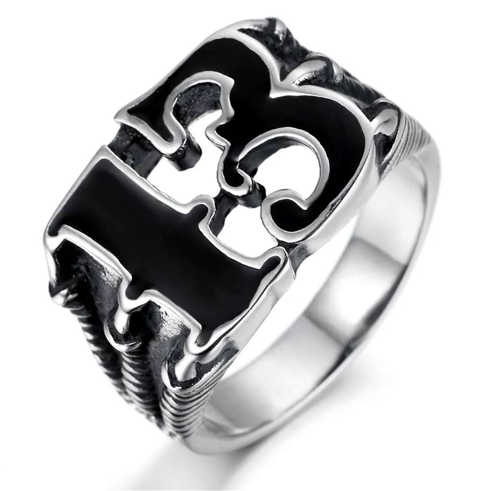 

Men's Lucky 13 Star Silver color Ring 316L Stainless Steel Biker Motorcycle Ring