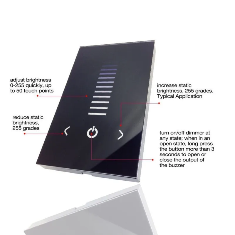 Настенная стеклянная Сенсорная панель светодиодный диммер регулятор яркости DC