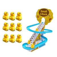 electric duck climbing stairs toy set racing track rail car childrens toys educational kids railway with flashing led lights