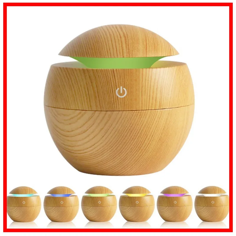 USB Aroma Air Humidifier Essential Oil Diffuser Wood Grain Ultrasonic Cool Mist Maker 7 Color Change LED light for Home Car | Бытовая