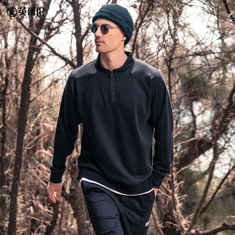 

Enjeolon мужские повседневные свитшоты 2020 Осенние новые простые однотонные толстовки на молнии Свитшоты модные мужские топы WY744