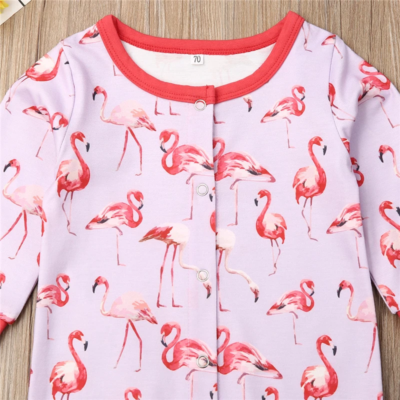 Милый хлопковый комбинезон фламинго для маленьких мальчиков и девочек от 0 до 24