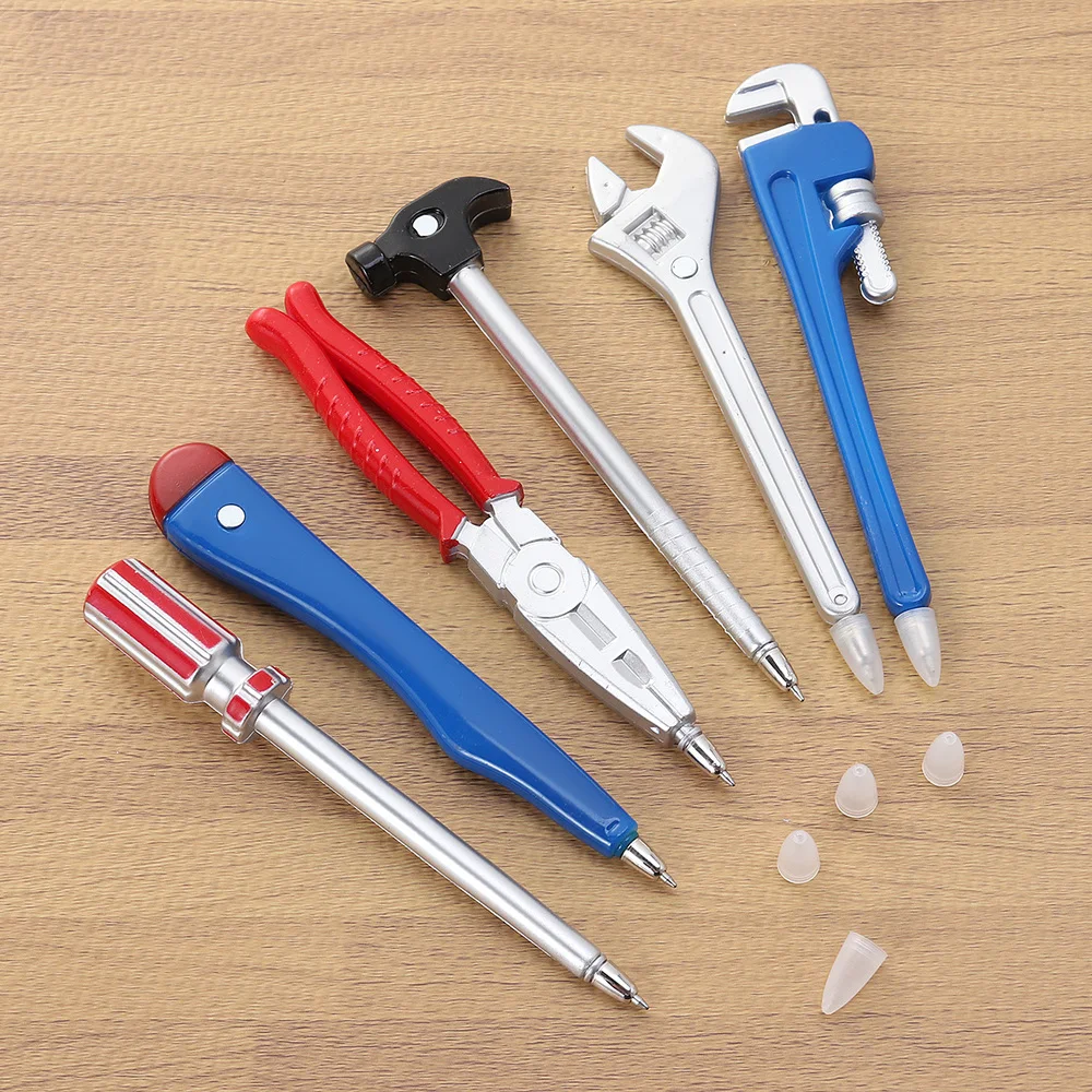 

6 Pcs Children Ball-Point Pen Tools Shaped Creative Ball-Point Pen for Home Store School (Pipe Wrench + Screwdriver + Utility To