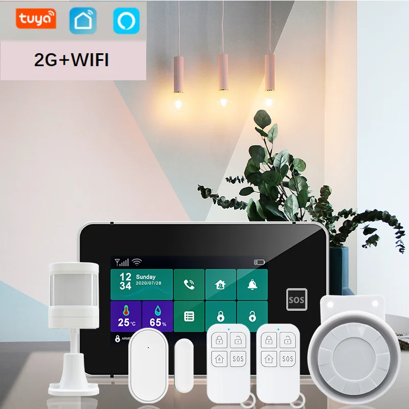 Tugard Tuya Wireless Wifi Home Security GSM Alarm System Smart Life Alexa App Control With 433Mhz Motion Sensor Detector