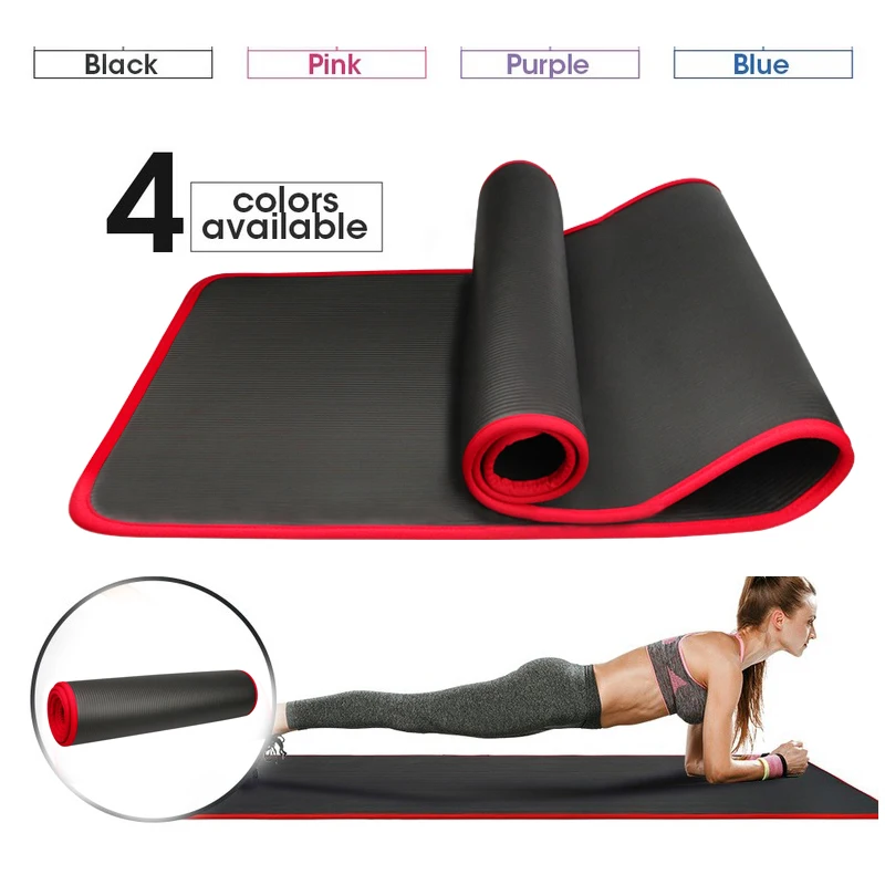 

10MM Extra Thick 183cmX61cm Yoga Mats NRB Non-slip Exercise mat For Fitness Tasteless Pilates Workout Gym Mats with Bandages
