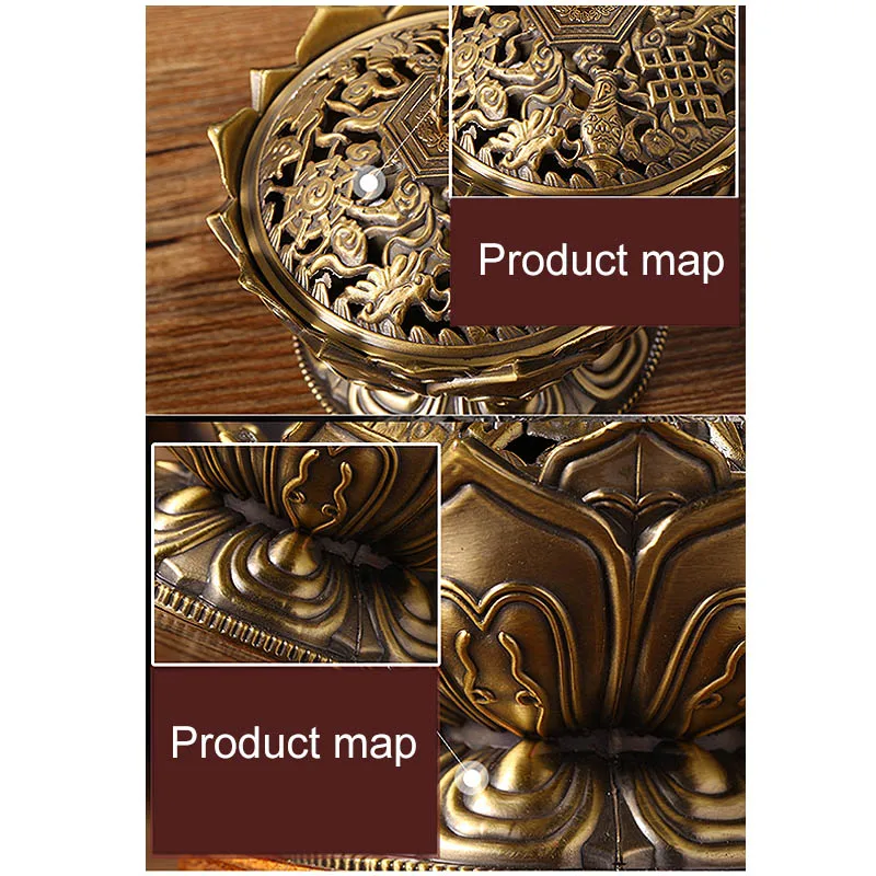 Горелка для благовоний в виде цветка лотоса подставка из сплава китайском стиле