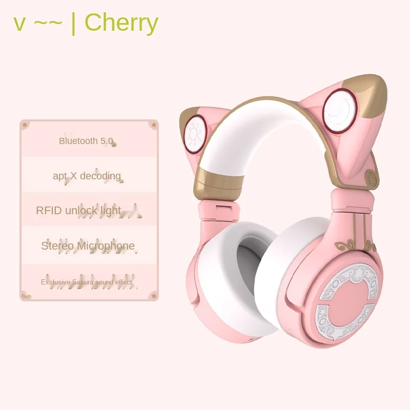 구매 Cy Cat Ears 헤드폰 헤드 장착형 소음 감소 Bluetooth 무선 (이어폰 포함) Cardcaptor Sakura Headphones