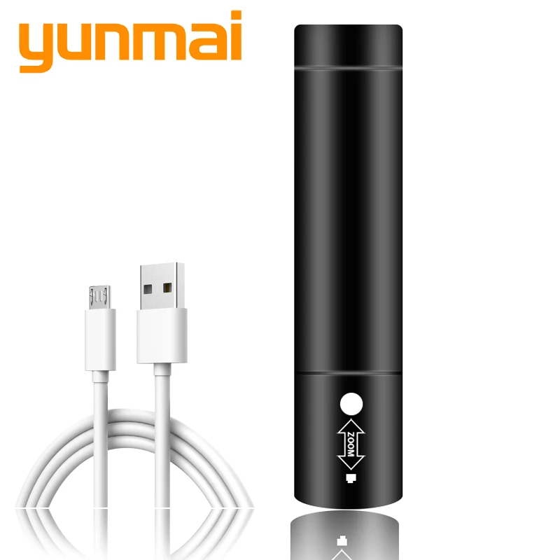 Внешний аккумулятор светодиодный фонарик XM L T6 3 режима переключения зум объектив