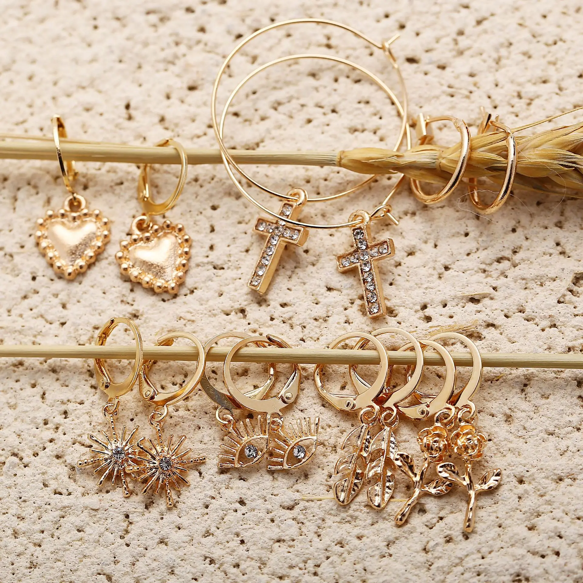 7 шт./комплект женские серьги-подвески с кристаллами | Украшения и аксессуары