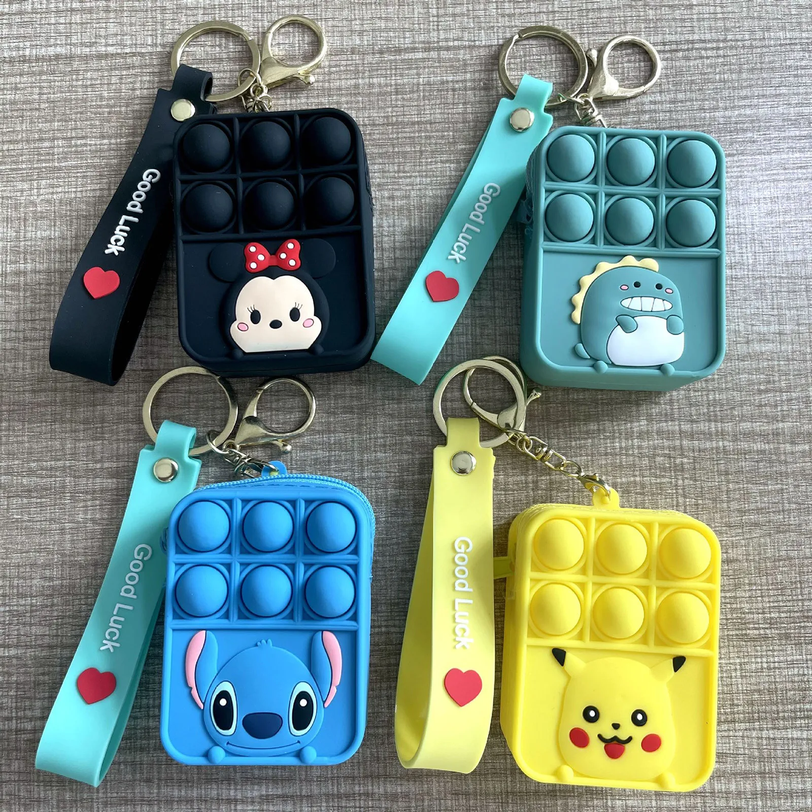 

Kawaii Pop Mini Wallet For Adult Kids Push Bubble Sensory Fidget Toys Bag Silicone Coin Purse Mini Key Chain Squishy Figet Toys