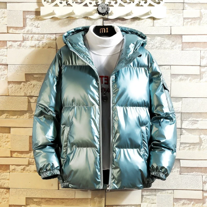 2021 мужская теплая куртка зимняя Глянцевая парка с капюшоном для молодых женщин