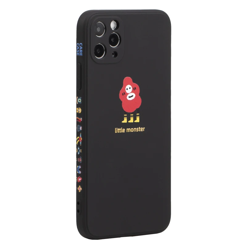 

Cute Cartoon Little Monster Solid Color Phone Case For iPhone 11 12 Pro Max Mini X Xs XR 7 8 Plus SE 2 Shockproof Silicone Cover