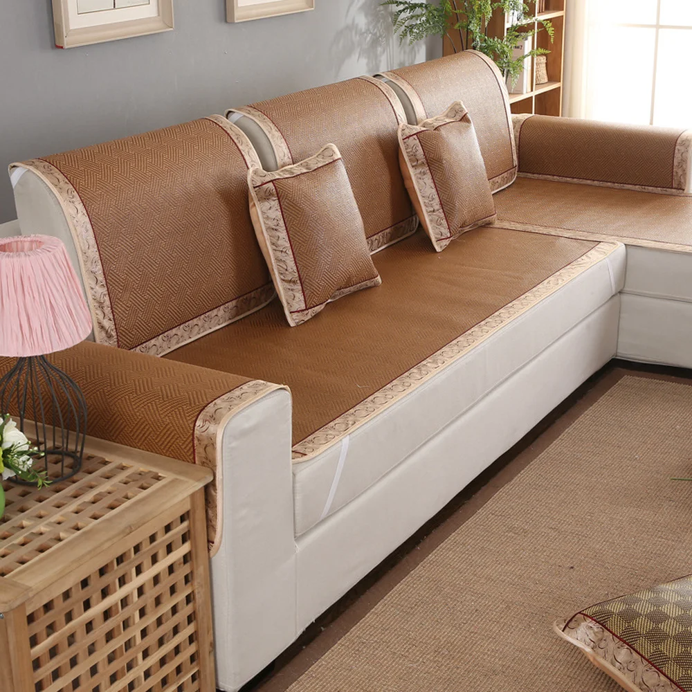 Стильный удобный комплект чехлов для дивана из ротанга тканевых наволочек