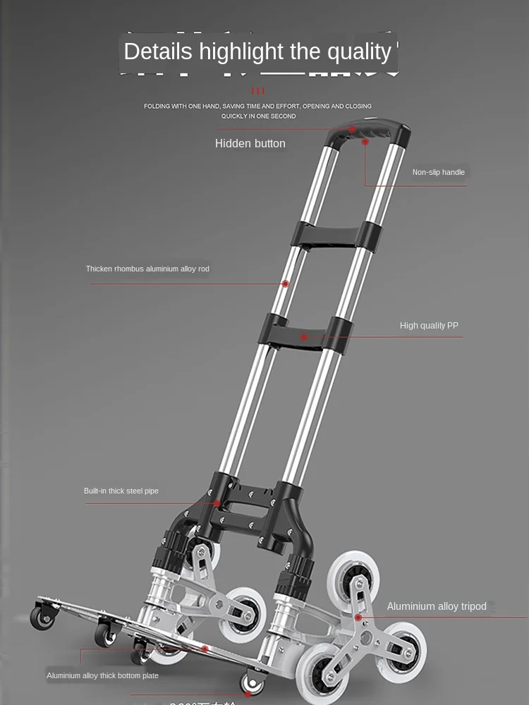 

New Heavy Duty Hand Truck for Stairs with Swivels Wheels Stair Climping Warehouse Appliance Cart Easy Folding Hand Truck Cars