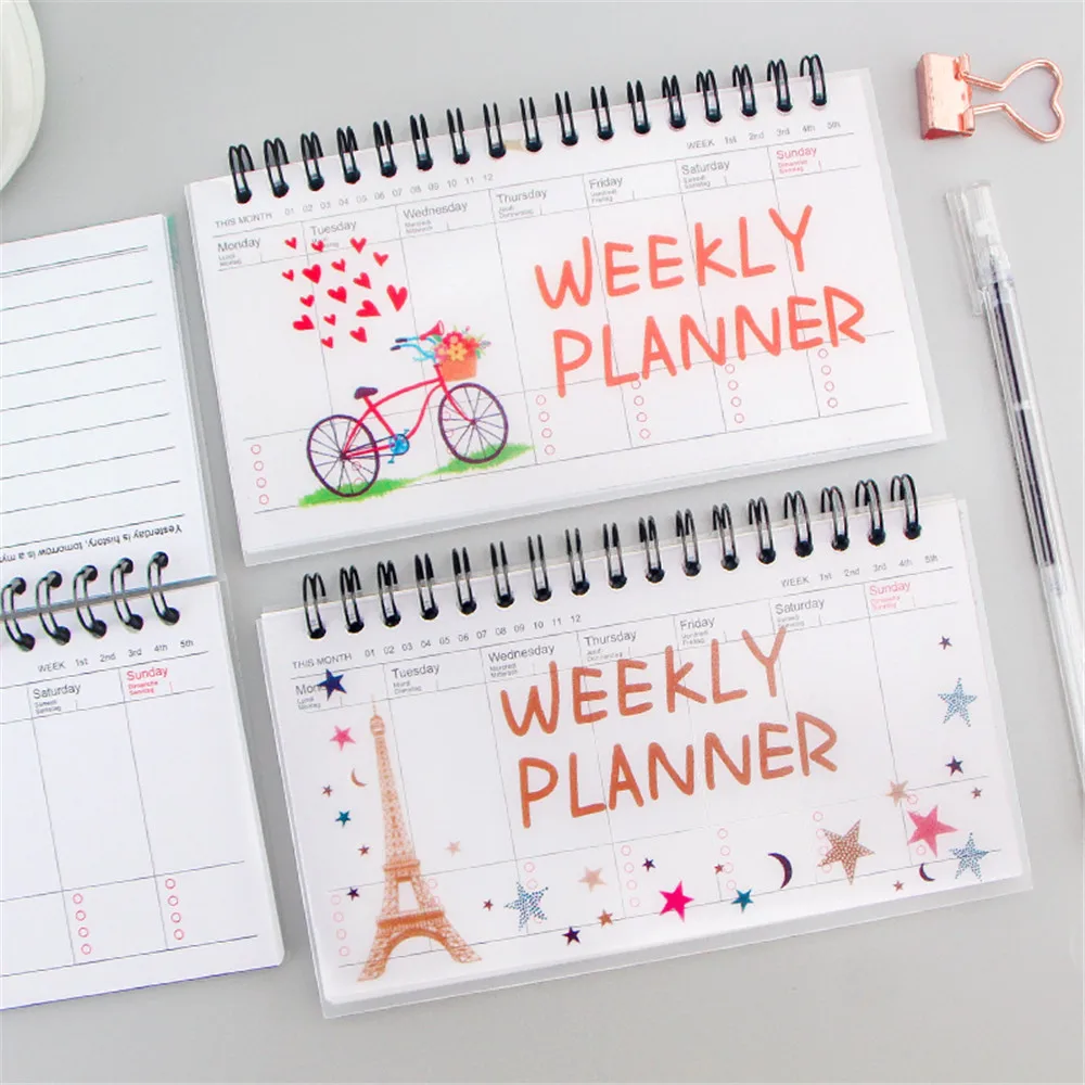 

100 листов записная книжка в неделю для планирования расписания студент Портативный Тетрадь и журнал спираль Тетрадь школьные канцелярские ...