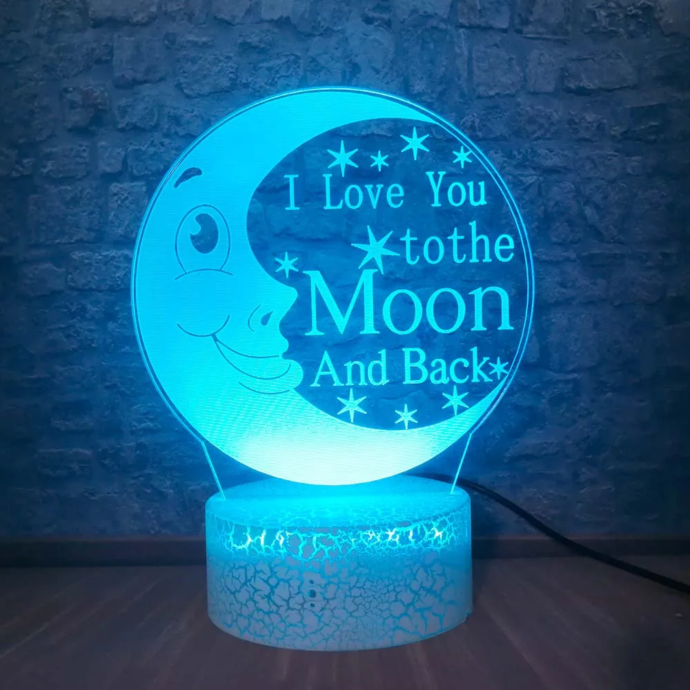I LOVE YOU TO THE MOON AND BACK 3D светодиодный Настольный светильник в романтическом стиле
