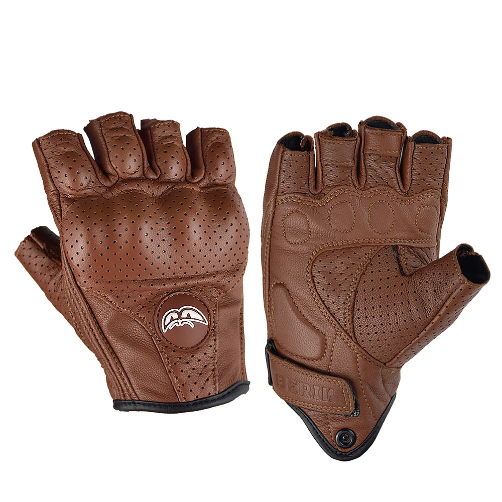 Перчатки мотоциклетные из козьей кожи коричневые винтажные летние 100% |