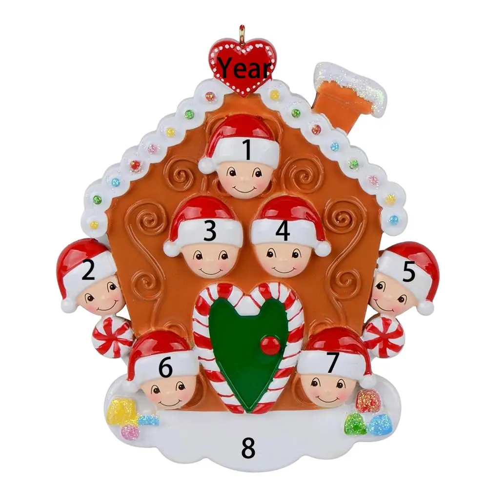 Персонализированные пряничные домики семья из 8 для вечеринки Рождественский