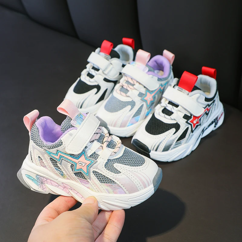 

Fashion Girls Boys Casual Stars Shoes Kids Baby Soft Bottom Non-slip Breathable Tennis Children Sports Shoes 2-6Y Spring Autumn