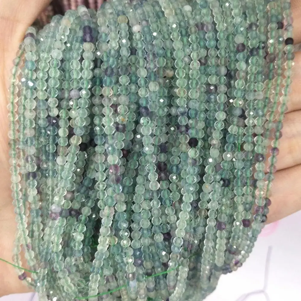 Fluorite Граненые 2 мм бусины из натурального камня розовый кристалл кварца лазурит Агаты драгоценные камни бусины для самостоятельного изготовления ювелирных изделий браслет ожерелье - Цвет: Fluorite