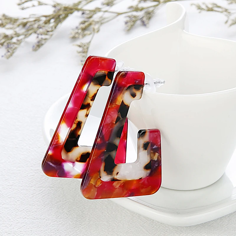 2020 Новые многоцветные геометрические массивные серьги акриловые сплайсинга