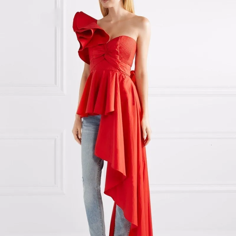 Блузка LANMREM женская летняя без бретелек рукавов на одно плечо YH505 | Женская одежда