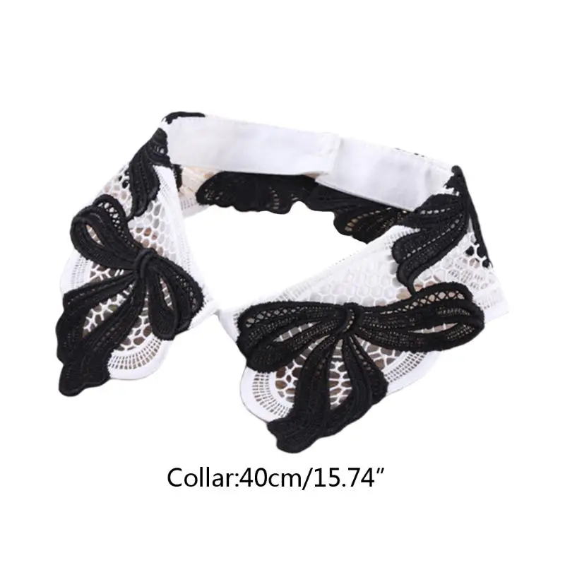 

Women Fashion Bow Style Fake Collar Detachable Net Mesh Lapel Necklace Neckwear