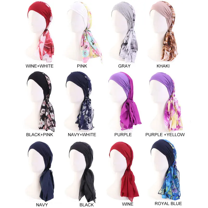 Модная шапка тюрбан с цветочным принтом Женская Повседневная мягкая головная